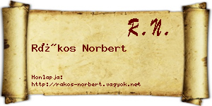Rákos Norbert névjegykártya